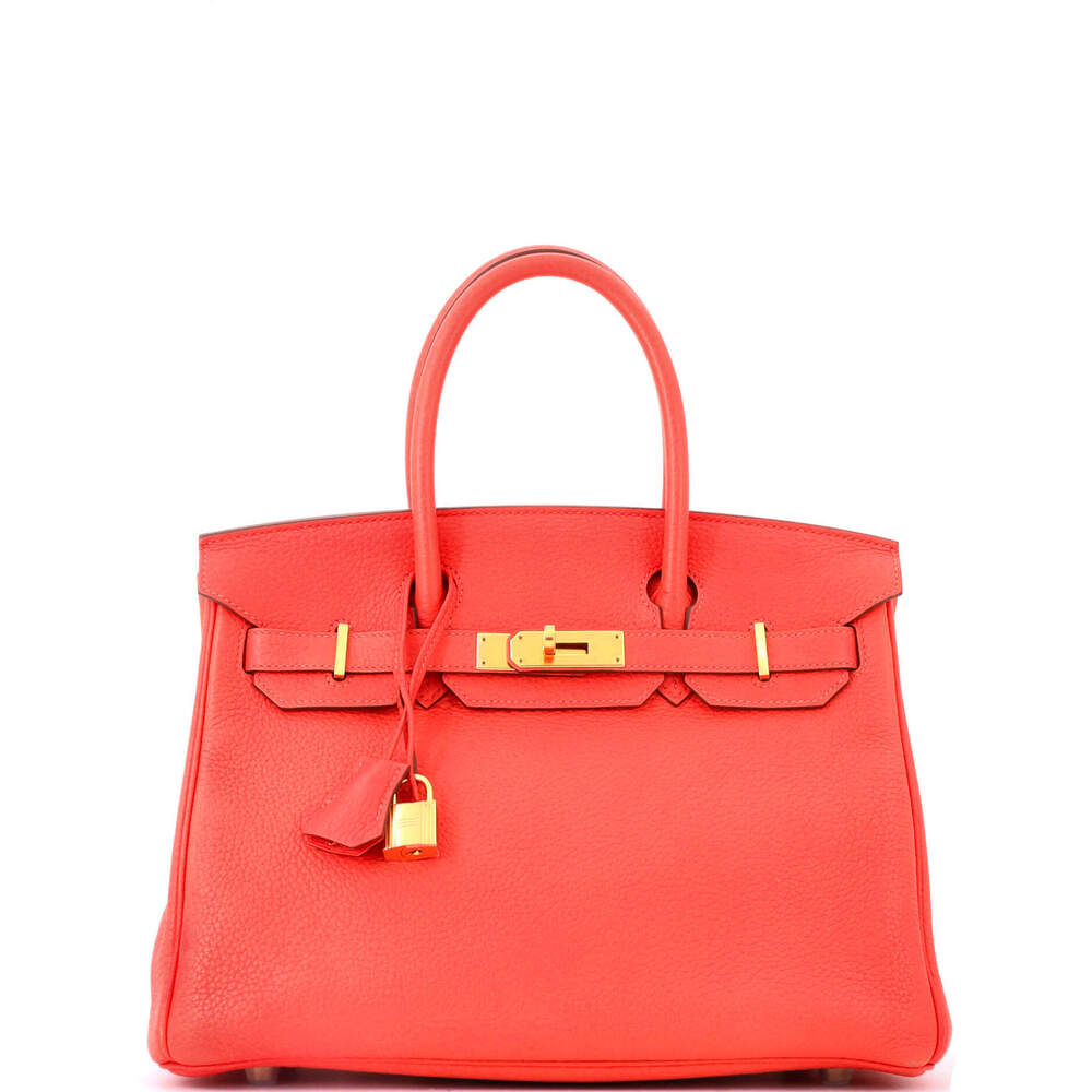 Hermes Birkin 30 Red Clemence with Gold Hardware